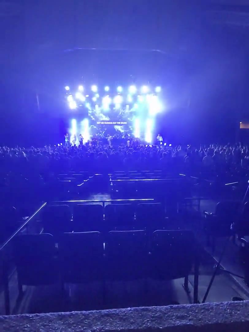 Reality Weekend 2026 stage at Cynthia Woods Mitchell Pavilion seen from the lighting position